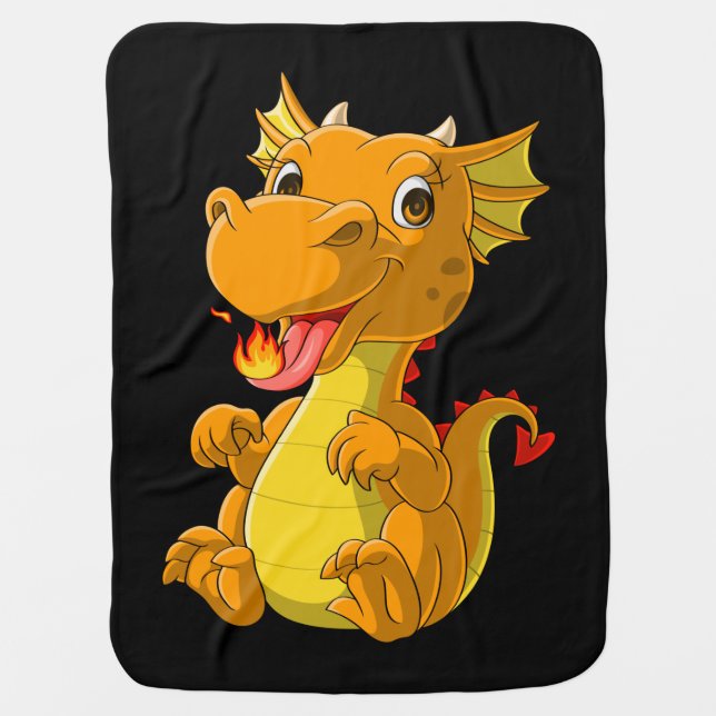 Cute baby dragon spitting fire blanket (Front)