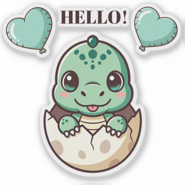 Cute Baby Dragon Sticker – Hello Dragon Hatching f (Front)