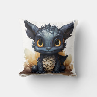 Cute Baby Dragon Throw Pillow | Whimsical Fantasy