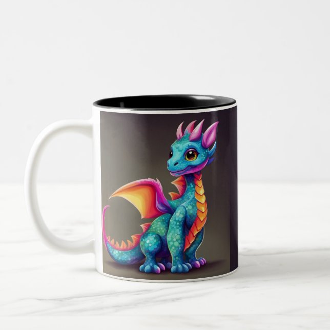 Cute baby dragon Two-Tone coffee mug (Left)