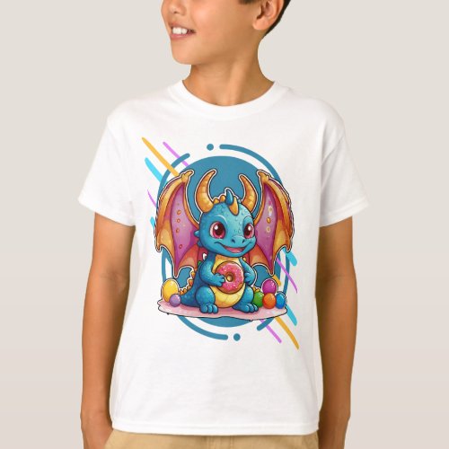 Cute Baby Dragon with Donut T_Shirt