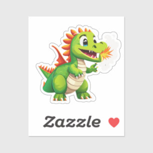 Cute Baby Dragon With Fire Breathing Practice Sticker