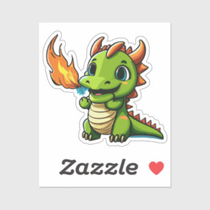 Cute Baby Dragon With First Fire Breath Sticker