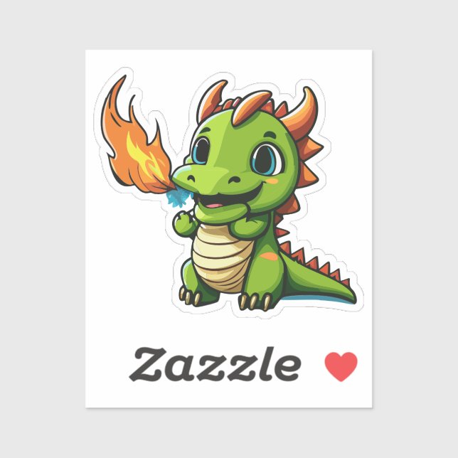 Cute Baby Dragon With First Fire Breath Sticker (Sheet)