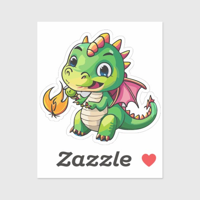 Cute Baby Dragon With First Fire Breath Sticker (Sheet)