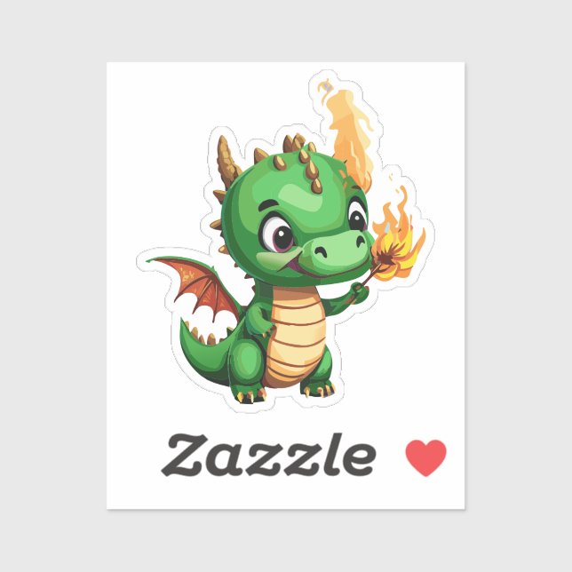 Cute Baby Dragon With Tourch He Lite Sticker (Sheet)
