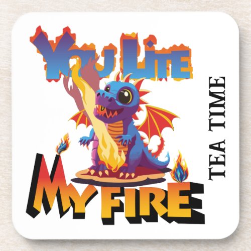 Cute Baby Dragon You Lite My Fire Beverage Coaster