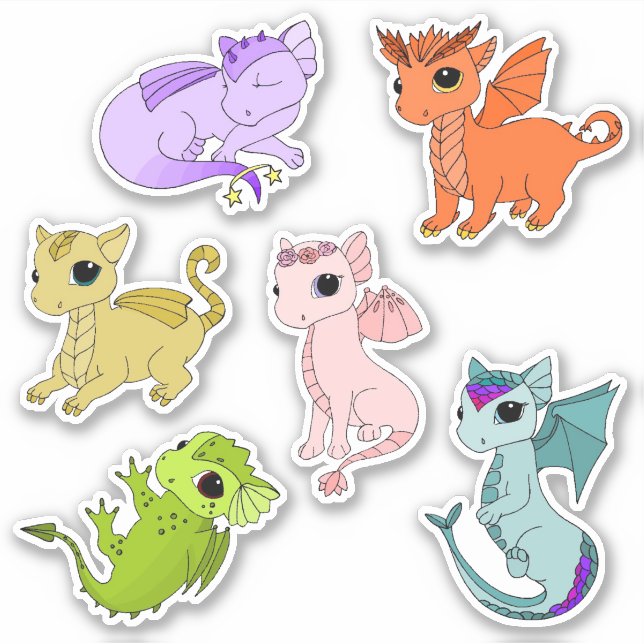 Cute Baby Dragon zodiac stickers (Front)