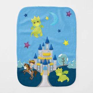 Cute Baby Dragons & Knight w/ Castle Nursery Theme Burp Cloth