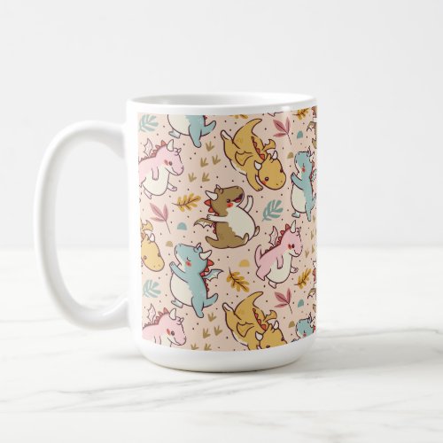 Cute baby dragons pattern design coffee mug