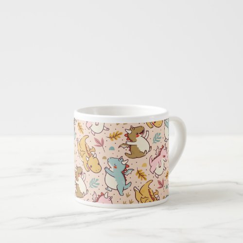 Cute baby dragons pattern design espresso cup