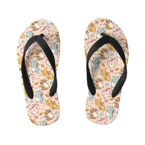 Cute baby dragons pattern design kids flip flops