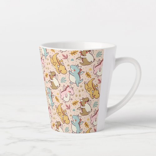 Cute baby dragons pattern design latte mug