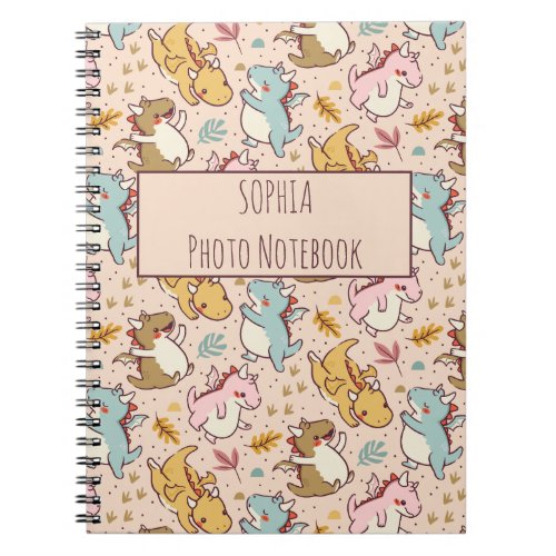 Cute baby dragons pattern design notebook