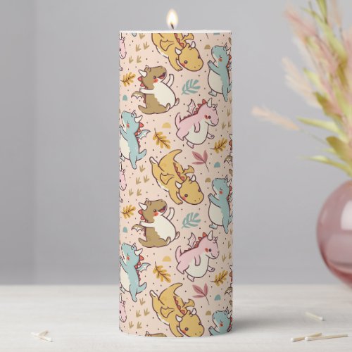 Cute baby dragons pattern design pillar candle