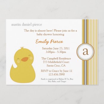 Cute Baby Duck Baby Shower Invite by TreasureTheMoments at Zazzle