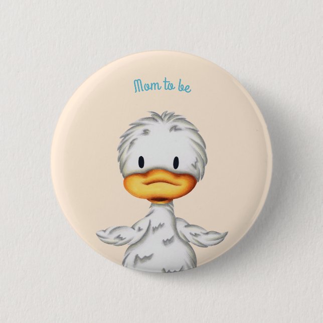 Cute Baby Duck Bird Illustration Kids Button (Front)