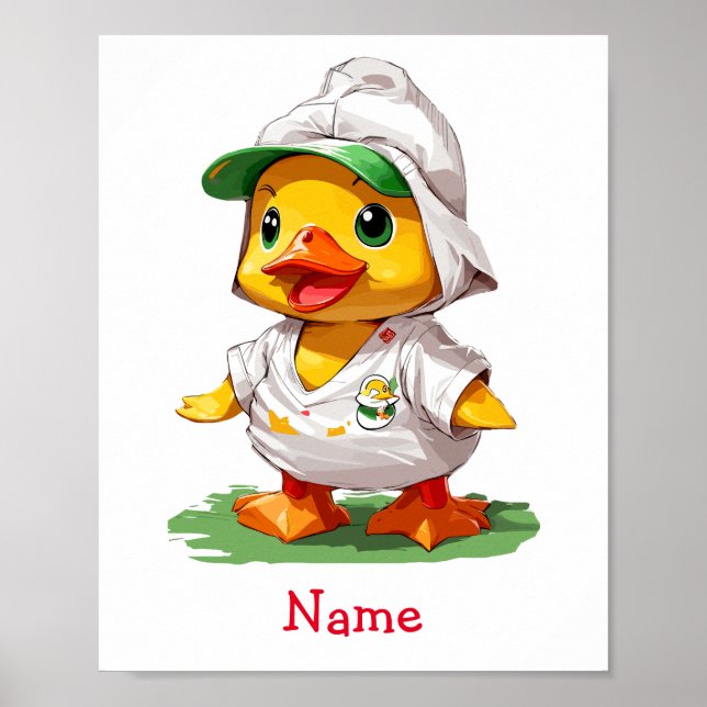 Cute Baby Duck Custom Name Poster (Front)