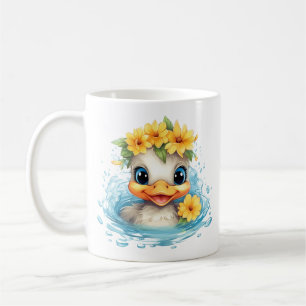 Cute Baby Duck Ducklings Fun animals flowers Coffee Mug