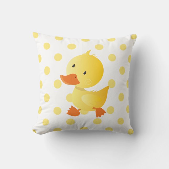Cute Baby Duck Polka Dots Throw Pillow (Front)