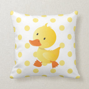 Cute Baby Duck Polka Dots Throw Pillow