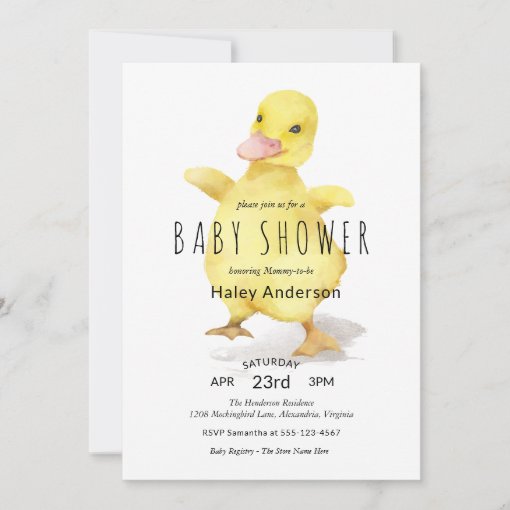 Cute Baby Duckling Baby Shower Invitation Zazzle