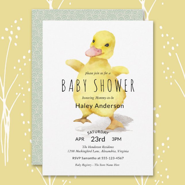 Cute Baby Duckling Baby Shower Invitation