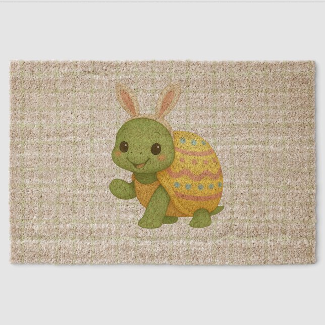 Cute baby Easter/Spring Turtle Fiber Doormat (Front)