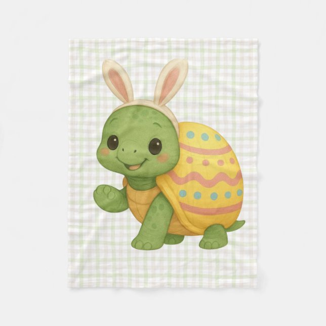 Cute baby Easter/Spring Turtle Fleece Blanket (Front)