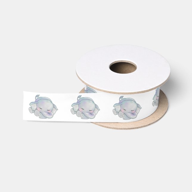 Cute Baby Elephant Adorable Sleeping Animal Satin Ribbon (Spool)