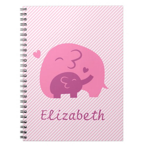 Cute Baby Elephant and Mommy Parents Love Notebook