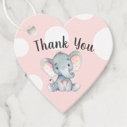 Cute Baby Elephant and Polka Dots Thank You Favor Tags