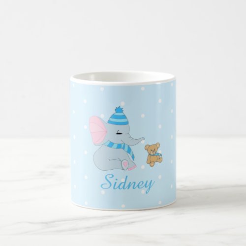 Cute Baby Elephant and Teddy Bear Coffee Mug