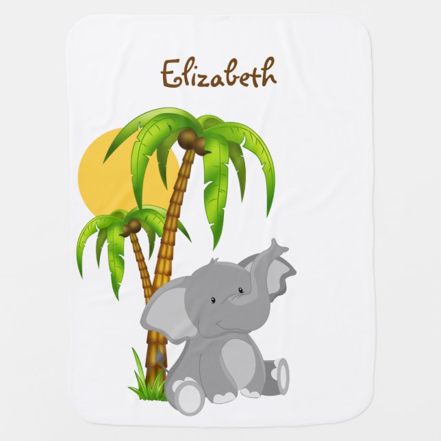 Cute Baby Elephant Baby Blanket (Front)