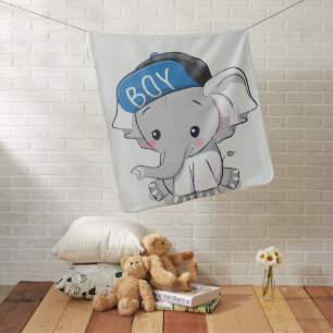 Cute Baby Elephant Baby Blanket
