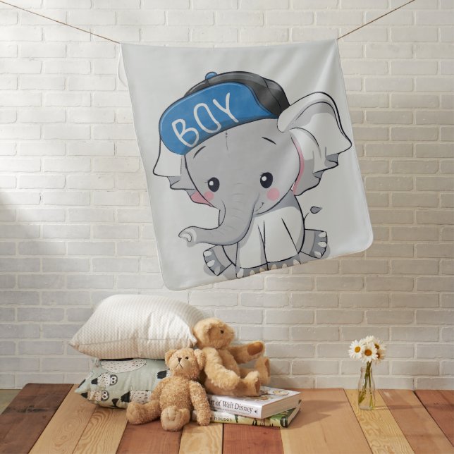 Cute Baby Elephant  Baby Blanket (In Situ)