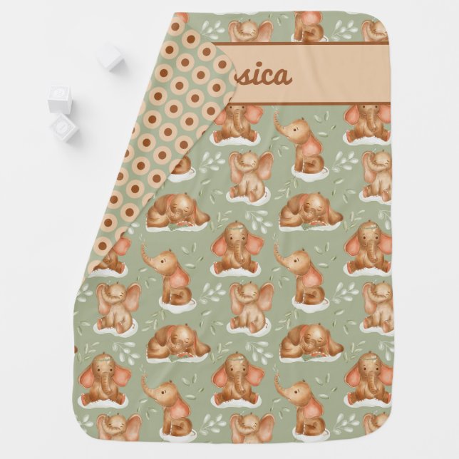 Cute Baby Elephant Baby Blanket (In Situ)