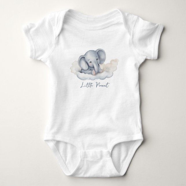 Cute Baby Elephant Baby Shower Baby Bodysuit (Front)