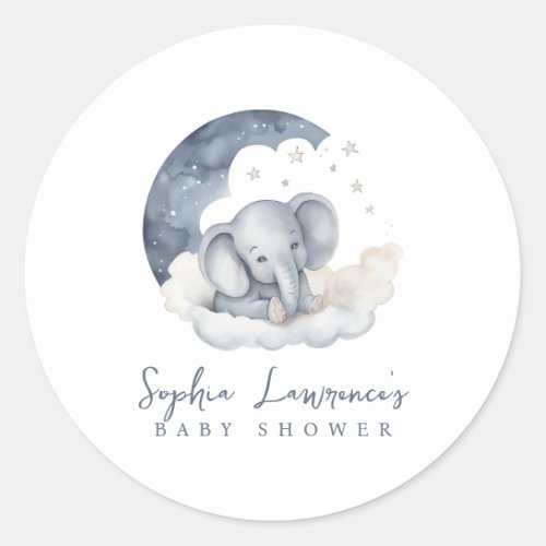 Cute Baby Elephant Baby Shower Classic Round Sticker