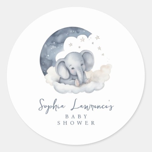 Cute Baby Elephant Baby Shower Classic Round Sticker