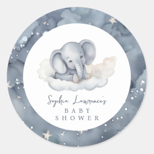 Cute Baby Elephant Baby Shower Classic Round Sticker