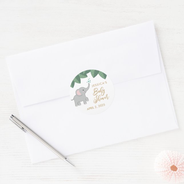 Cute baby elephant baby shower favor stickers (Envelope)