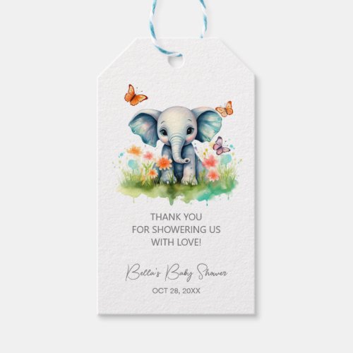 Cute Baby Elephant Baby Shower Gift Tags