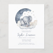 Cute Baby Elephant Baby Shower Invitation