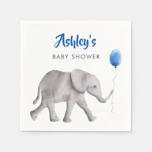 Cute Baby Elephant Baby Shower Napkins