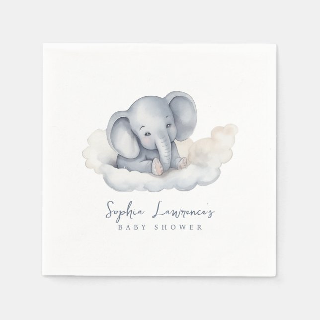Cute Baby Elephant Baby Shower Napkins (Front)