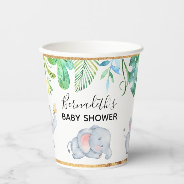 Cute Baby Elephant Baby Shower Paper cup (Front)
