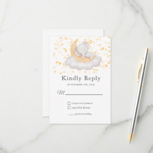 Cute Baby Elephant Baby Shower Party RSVP Card
