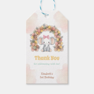 Cute Baby Elephant Balloon Arch Birthday Thank You Gift Tags
