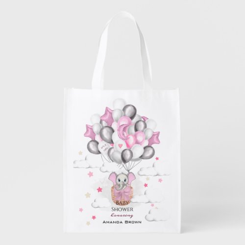 Cute Baby Elephant Balloon Basket Girl Baby Shower Grocery Bag